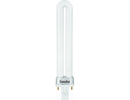 Лампа люминесцентная Camelion компактная двухштырьковая G23 "U" 9Вт со стартером холодный белый