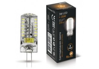 Лампа капсула G4 светодиодная (LED) 3Вт (=35Вт ГЛН) тепло-белый AC/DC 12В Gauss