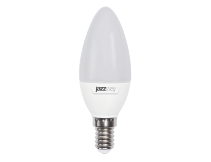 Лампа светодиодная (LED) «свеча» D. 38мм E14 7Вт 220-240В матовая тепло-белая Jazzway