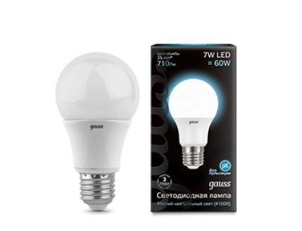 Лампа груша Е27 светодиодная (LED) 7Вт холодно-белый 230В Gauss