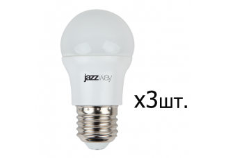 Лампа "шар" в УПАК (3 шт.) Е27 светодиод. (LED) 7Вт тепло-бел. матов. 230В jazzway