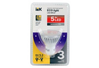 Лампа светодиодная MR16 софит 5 Вт 330 Лм 230 В 3000 К GU5.3 ECOLIGHT