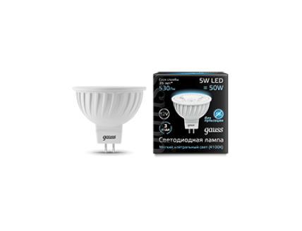 Лампа Gauss LED MR16 GU5.3 5W 12V 4100K 1/10/100