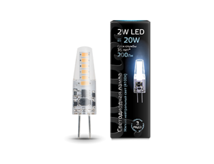 Лампа Gauss LED G4 AC220-240V 2W 4100K 1/20/200