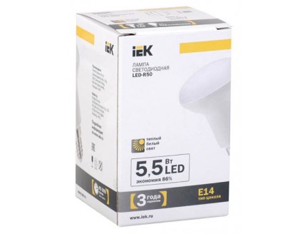 Лампа светодиодная R50 рефлектор 5,5 Вт 400 Лм 230 В 3000 К E14 IEK