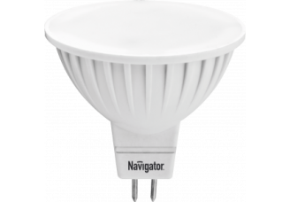 Лампа MR-16 d51 GU5.3 светодиодная (LED) 5Вт (= 35Вт ГЛН) тепло-белая 12В Navigator