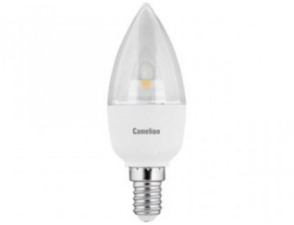 Лампа "свеча" Camelion Е14 светодиодная (LED) 5,5Вт теплый белый прозрачная 230В