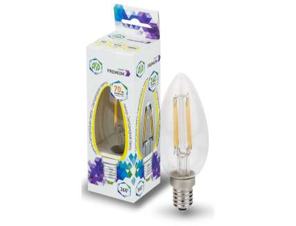 Лампа "свеча" ASD светодиодная (LED) PREMIUM Е14 7Вт 160-260В 3000К 630Лм прозрачная