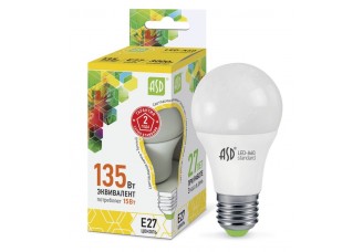 Лампа "груша" Е27 светодиод. (LED) 15Вт тепл.-бел. A60-standard 160-260В 1350Лм ASD