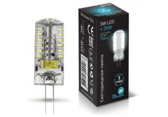 Лампа капсула G4 светодиодная (LED) 3Вт (=35Вт ГЛН) холодно-белый AC/DC 12В Gauss