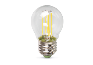 Лампа шар Е27 светодиодная (LED) филаментная 5Вт 160-260В 4000К 450Лм прозрачная ASD