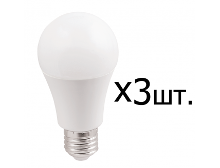 Лампа "груша" в УПАК (3шт.) Е27 светодиод. (LED) 11Вт 230В тепло-бел. IEK ECO