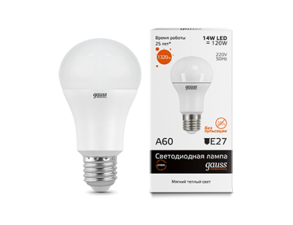 Лампа Gauss Elementary LED A60 14W E27 2700K 1/10/40