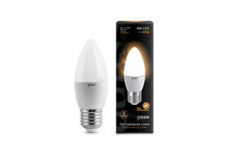 Лампа "свеча" Е27 светодиод. (LED) 4Вт тепло-бел. матов. 230В GAUSS
