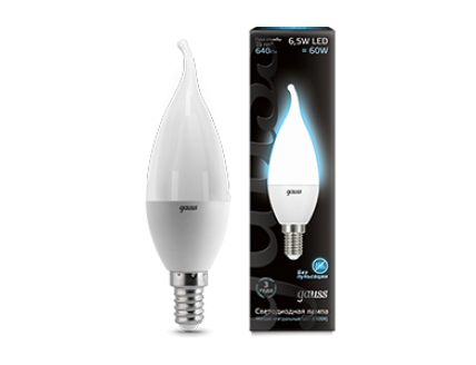 Лампа Gauss LED Candle tailed E14 6.5W 4100K 1/10/50