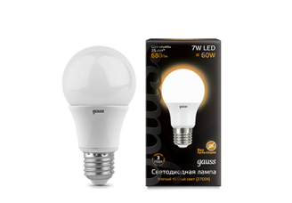 Лампа груша Е27 светодиодная (LED) 7Вт тепло-белый 230В Gauss
