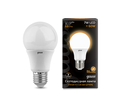 Лампа груша Е27 светодиодная (LED) 7Вт тепло-белый 230В Gauss