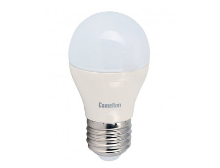 Лампа светодиодная (LED) "шар" Camelion 6,5Вт холодный белый матовая 230В
