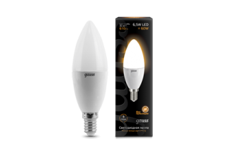 Лампа свеча Е14 светодиодная матовая (LED) 6,5Вт тепло-белый 230В Gauss