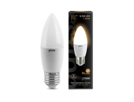 Лампа свеча Е27 светодиодная матовая (LED) 6,5Вт тепло-белый 230В Gauss