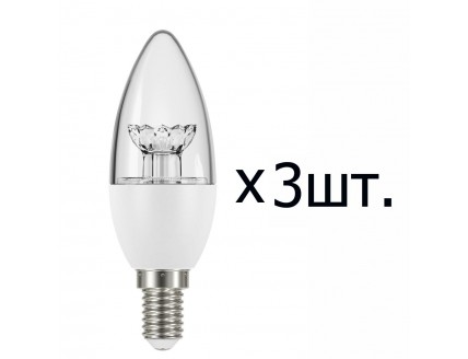 Лампа свеча 3 шт Е14 светодиодная (LED) 5,4Вт (= 40Вт ЛН) тепло-белый прозрачная 230В Osram