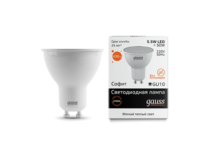Лампа Gauss LED Elementary MR16 GU10 5.5W 2700К 1/10/100
