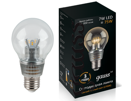 Лампа Gauss LED Globe Crystal Clear 7W E27 2700K диммируемая 1/10/100