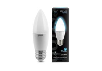 Лампа свеча Е27 светодиодная матовая (LED) 6,5Вт холодно-белый 230В Gauss