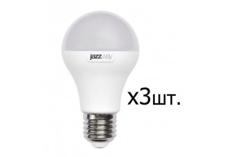 Лампа "груша" в УПАК (3 шт.) Е27 светодиод. (LED) 15Вт холод.-бел. 230В jazzway