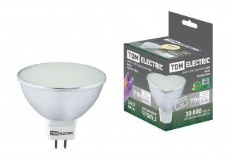 Лампа светодиодная MR16-7 Вт-220 В -3000 К–GU 5,3 SMD (с матовым стеклом) TDM