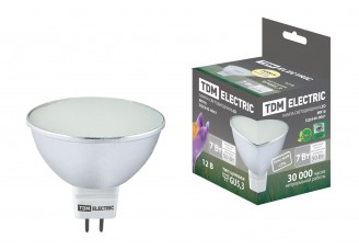 Лампа светодиодная MR16-7 Вт-12 В -3000 К–GU 5,3 SMD (с матовым стеклом) TDM