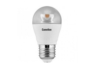Лампа светодиодная (LED) "шар" Camelion 6,5Вт теплый белый прозрачная 230В