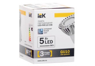 Лампа светодиодная PAR16 COB софит 5 Вт 350 Лм 230 В 4000 К GU10 IEK