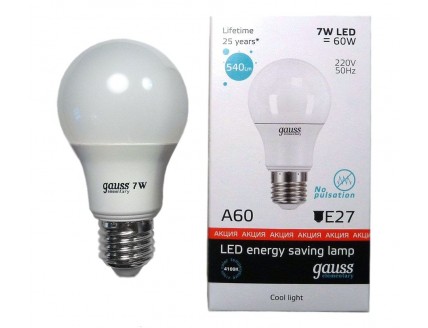 Лампа груша Е27 светодиодная (LED) 7Вт холодно-белый 230В Gauss Elementary