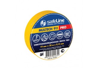 Изолента ПВХ 19мм х 20м желтая Safeline