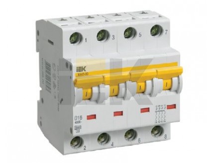 Выключатель автоматический 4-пол. 6A D 6кА ВА47-60 IEK