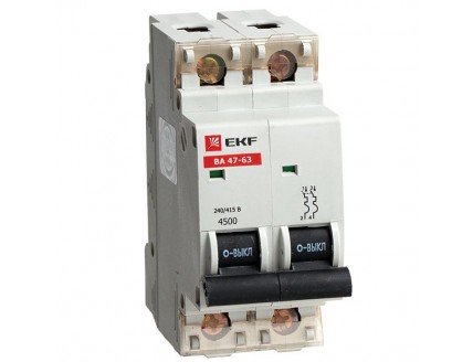 Автоматический выключатель ВА 47-63, 2P 1А (D) 4,5kA EKF