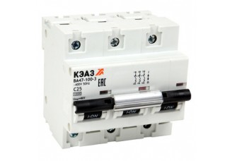 Выключатель автоматический модульный ВА47-100-3B25-УХЛ3 (10кА)-КЭАЗ