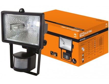 Прожектор ИО500Д (детектор) галоген.черный IP54 TDM