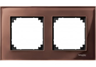 Рамка 2 поста махагон стекло M-Elegance