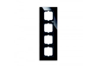 Рамка 4 поста стекло черное carat