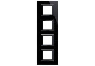 Рамка горизонтальная 2+2+2+2 мод NIGHTER черное стекло AXOLUTE