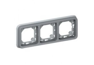 Рамка 3 пост. горизонтальная с суппортом серая IP 55 Plexo 55