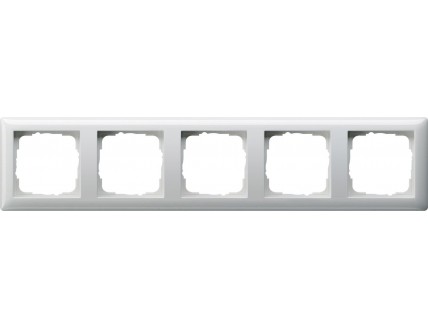 Рамка 5 постов глянцевый белый STANDART55