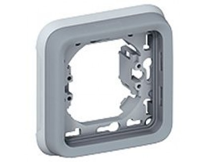 Рамка однопостовая с суппортом Plexo 55 серая IP 55