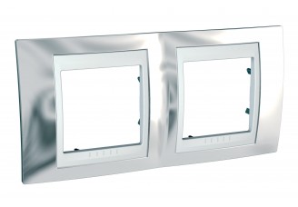 Рамка 2-пост. серебро/бел. UNICA-Хамелеон