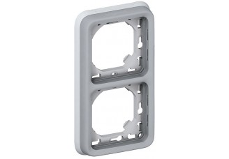 Рамка 2 пост. вертикальная с суппортом серая IP 55 Plexo 55