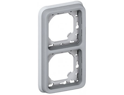 Рамка 2 пост. вертикальная с суппортом серая IP 55 Plexo 55