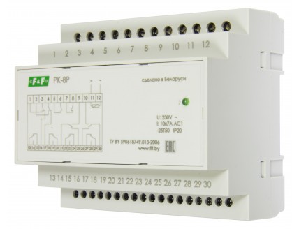 Реле промежуточное PK-8P 48В АС/DC, 10x7А, 8Р, 1Z, 1R, IP 20