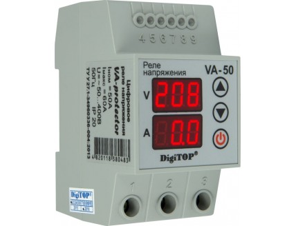 Реле контроля 1 фаза напряжения и тока VА-50A 50А
